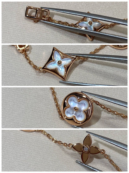 DIANA STAR AND SUN 5 MOTIF MOP PINK GOLD BRACELET