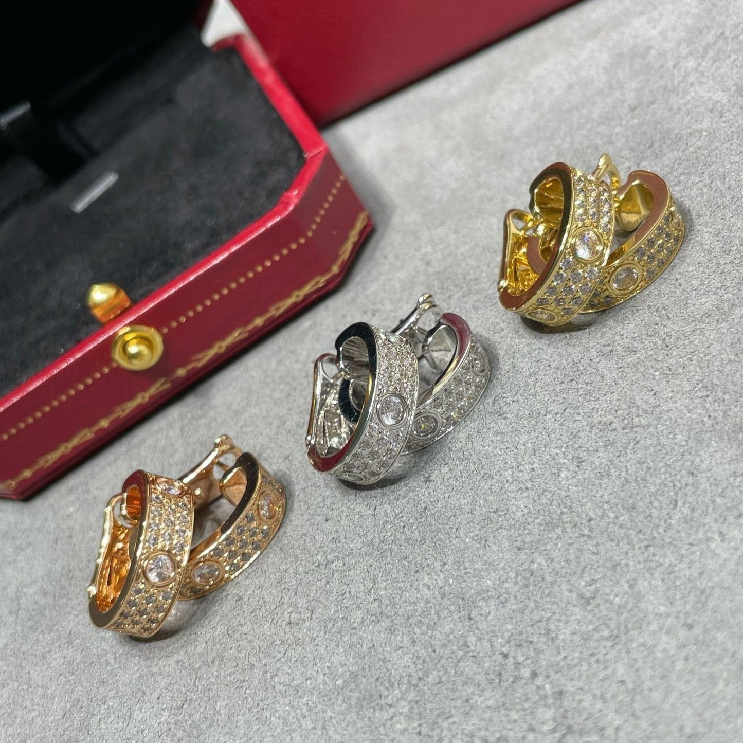 DIANA LOVE 5.5MM DIAMOND PAVED EARRINGS