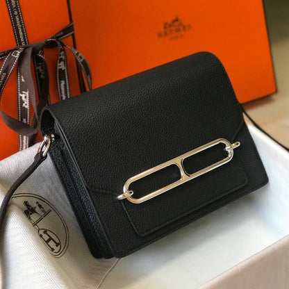 HM SAC ROULIS 18 BLACK TOGO LEATHER