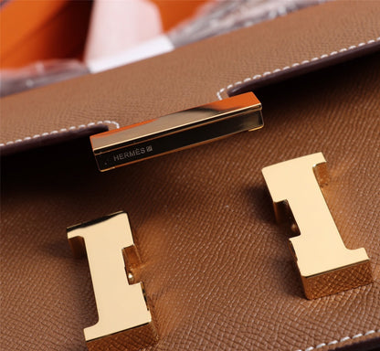 HM CONSTANCE BAGS 19 RUSSET EPSOM GOLD HARDWARE