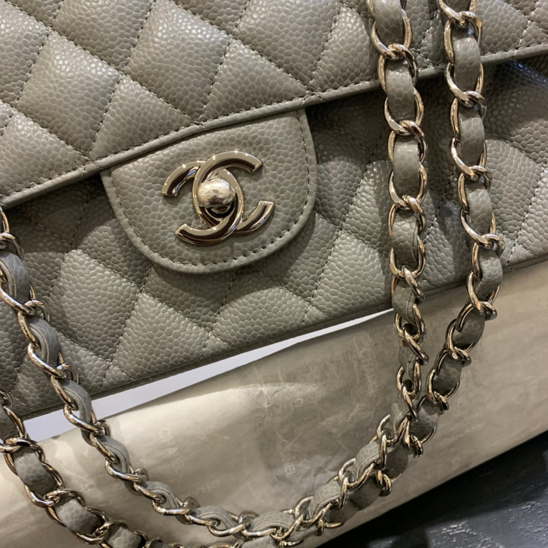 flap bag medium 25 dark grey caviar shw