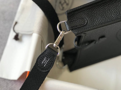 Mini Evelyne 18cm Black Togo Silver Hardware
