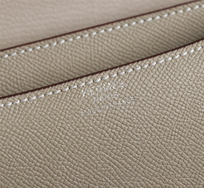 HM CONSTANCE BAGS 22 KHAKI EPSOM SILVER HARDWARE