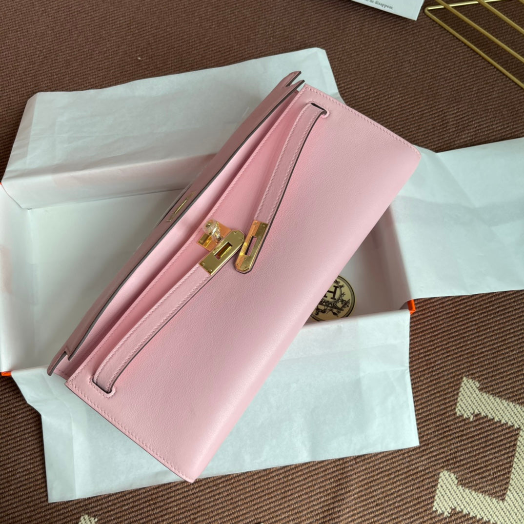 HM Kelly Cut 31cm Flamingo Swift Leather Ghw