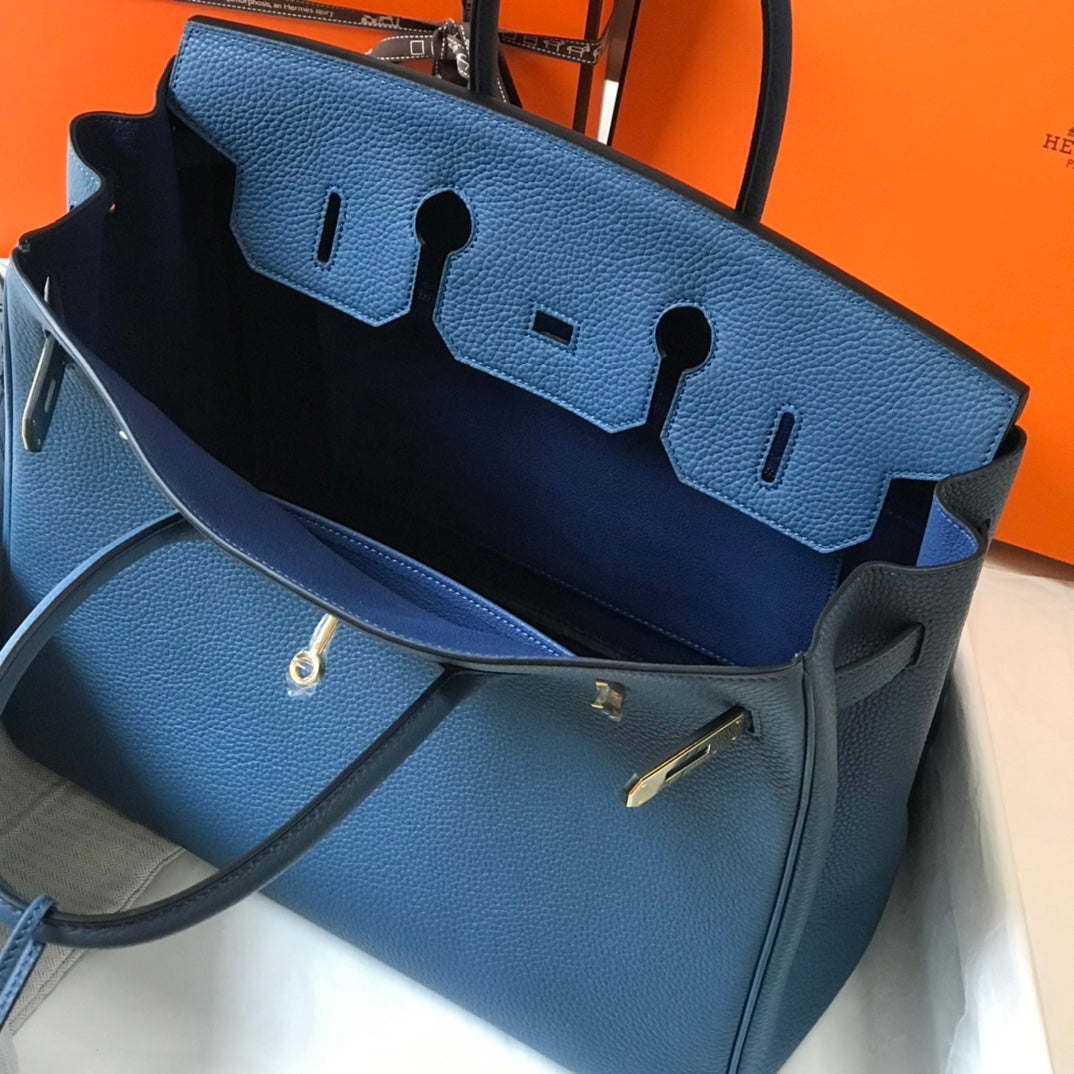 HM BIRKIN 35CM BAG AZURE TOGO GOLD HARDWARE