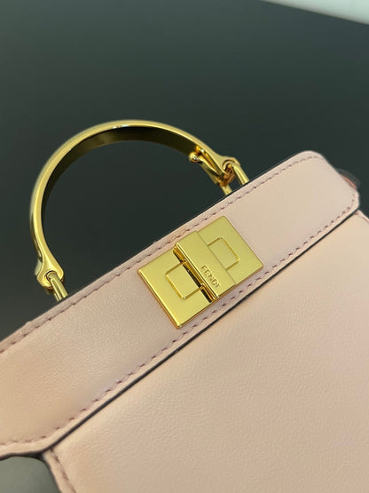 FENDI PEEKABOO ISEEU MICRO 12 BAG IN LIGHT PINK CALFSKIN WITH GOLD HARDWARE