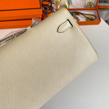 HM Kelly Cut 31 Ivory Epsom Leather Gold Hardware 229047