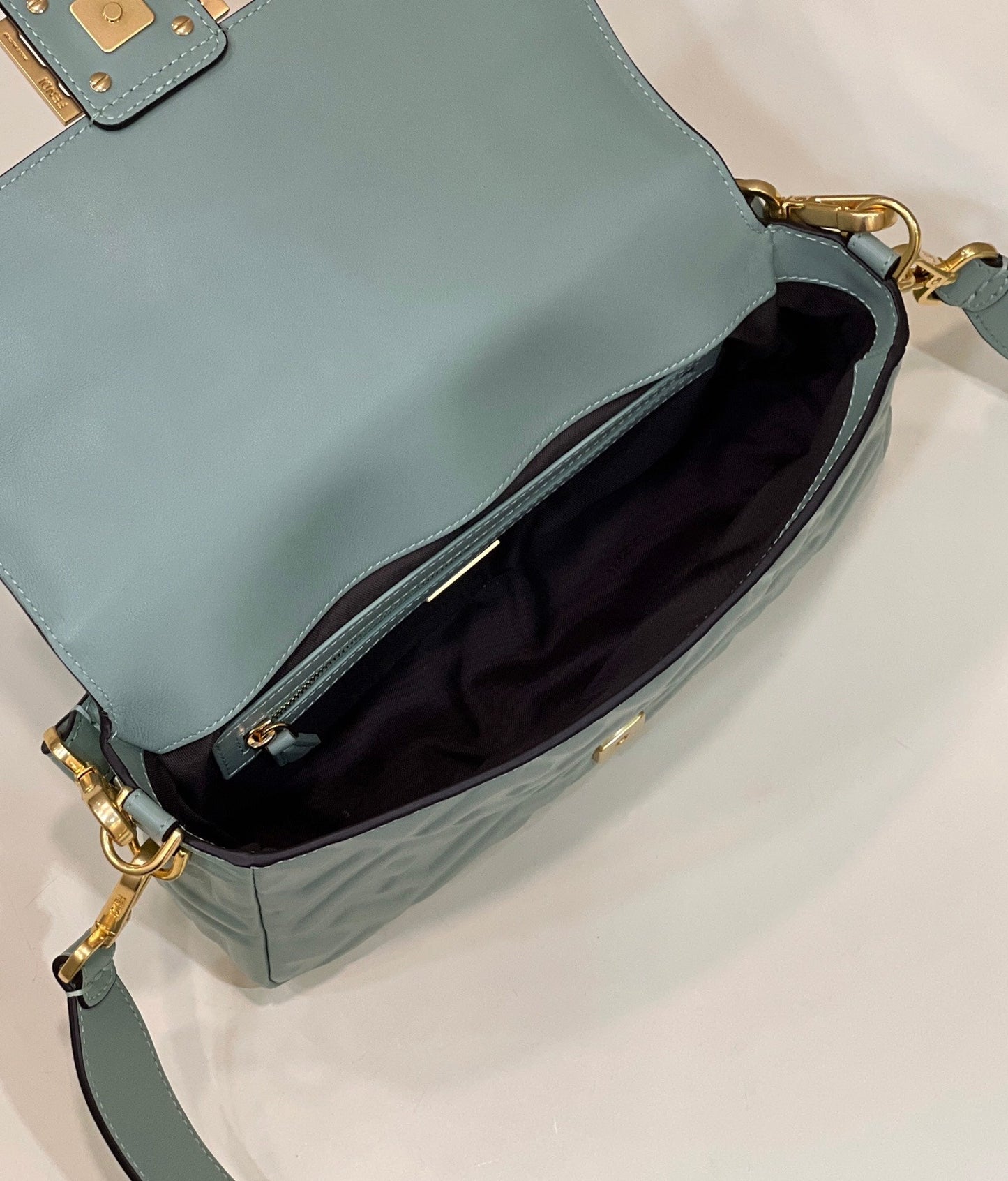 Baguette 27cm Powder Blue Lambskin Gold Hardware