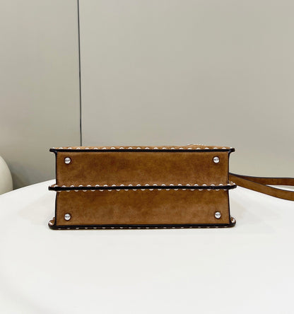 PEEKABOO ISEEU 33 IN SEPIA BROWN SUEDE SILVER HARDWARE
