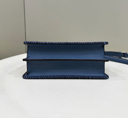 PEEKABOO ISEEU 27 IN BLUE BAYOUX INTERLACED CALFSKIN SILVER HARDWARE