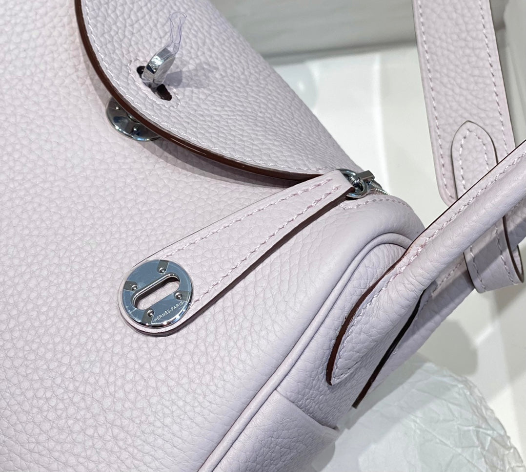 HM Mini Lindy 20cm Light Pink Clemence Leather