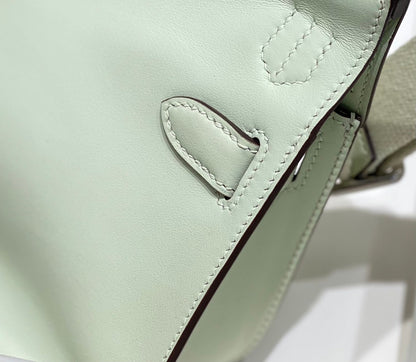 KELLY 23CM JYPSIERE LIGHT GREEN LEATHER CROSSBODY BAG SHW