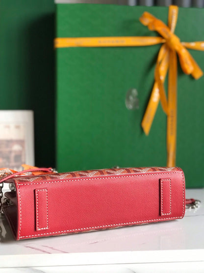 ROUETTE STRUCTUR¨¦ MINI BAG 21 IN CLASSIC RED GOYARDINE CANVAS AND CALFSKIN