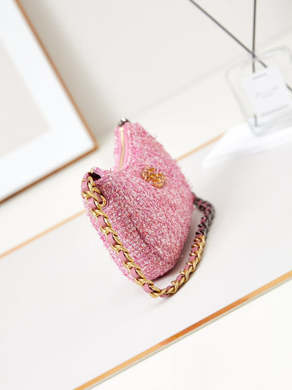 19 hobo bag 20cm pink tweed
