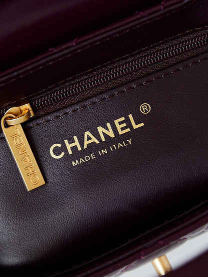 cc 24a nano 19cm kelly shopper bag cherry red lambskin
