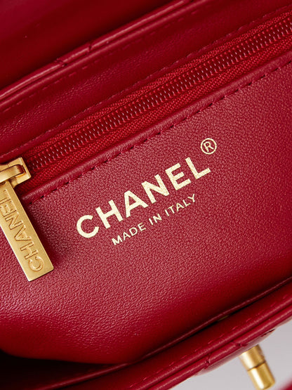 cc 24a nano 19cm kelly shopper bag red lambskin