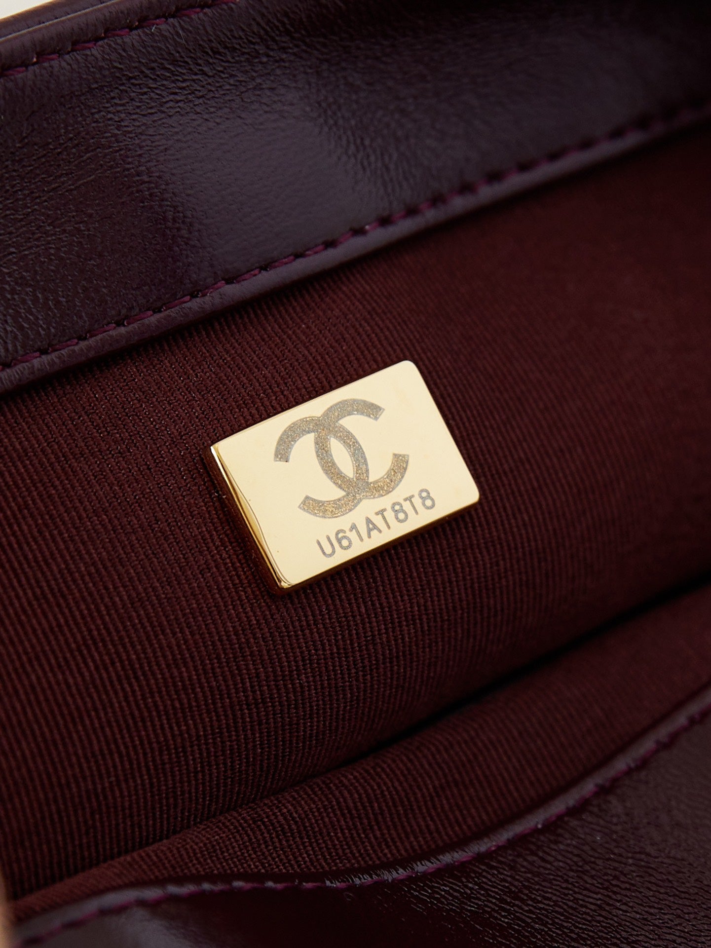 CC 24B Mini Flap Bag 20cm Burgundy Lambskin Gold Hardware
