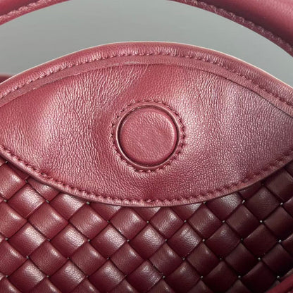 BV Small Cobble Top Handle 23cm Dark Red Lambskin