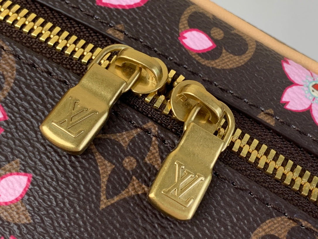LV x TM NICE 20cm Sakura Brown Cherry Blossom Monogram Canvas