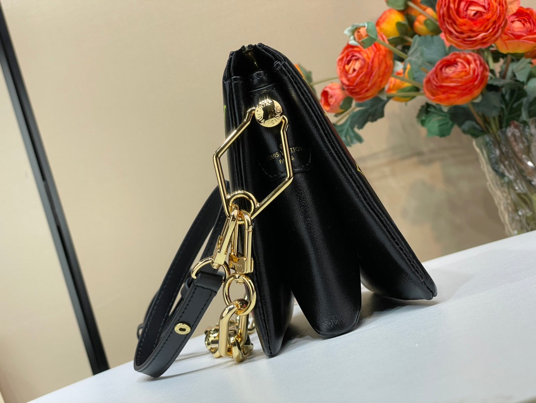 LV x TM Coussin BB 21cm Black Multicolor Monogram-embossed Lambskin