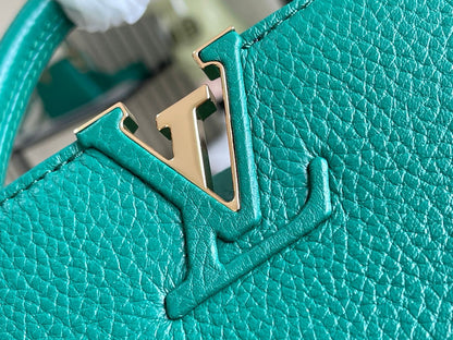 CAPUCINES MINI 21 DARK GREEN TAURILLON GOLD HARDWARE