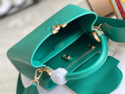 CAPUCINES MINI 21 DARK GREEN TAURILLON GOLD HARDWARE