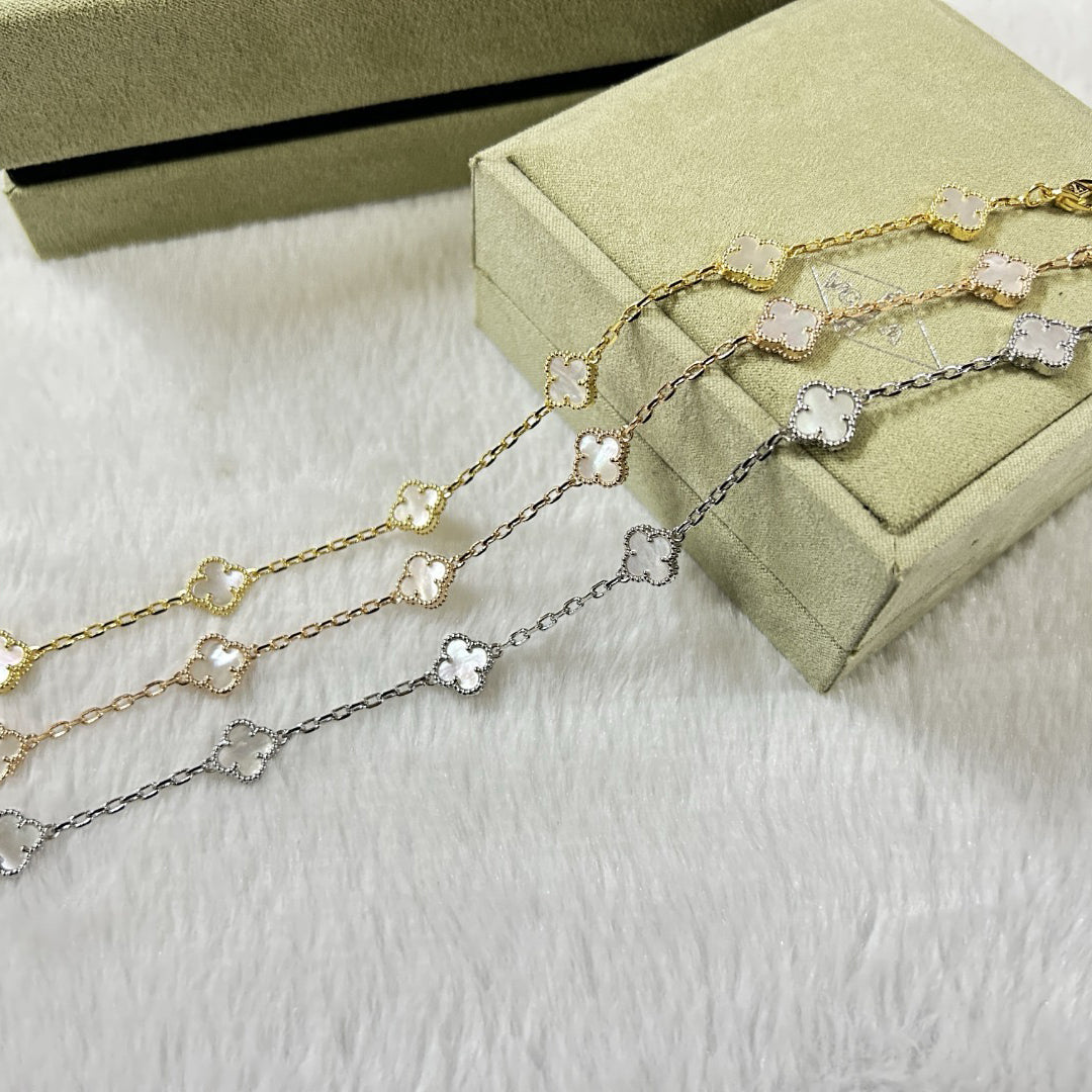 CLOVER 6 MOTIF WHITE MOP BRACELET