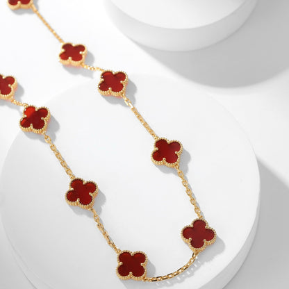 CLOVER 10 MOTIFS CARNELIAN NECKLACE