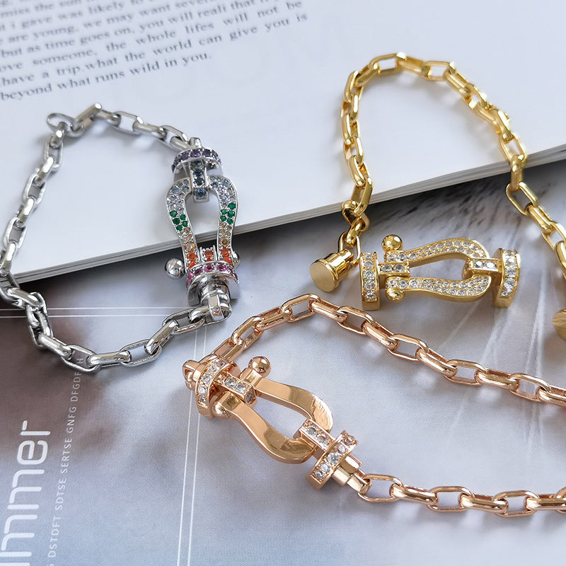 DIANA FORCE LARGE HORSESHOE CLASP  METAL BRACELET