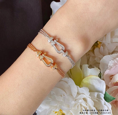 DIANA FORCE SMALL HORSESHOE  DIAMOND CHAIN ROPE BRACELET