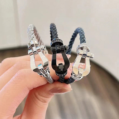 DIANA FORCE LARGE HORSESHOE HALF DIAMOND BRACELET GOLD