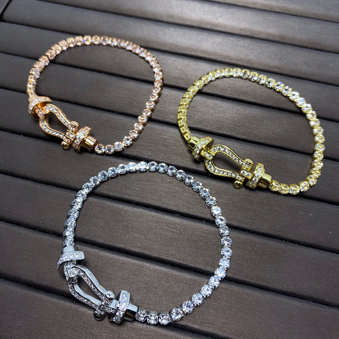 DIANA FORCE  LARGE HORSESHOE FULL DIAMOND TENNIS BRACELET