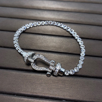 DIANA FORCE  LARGE HORSESHOE FULL DIAMOND TENNIS BRACELET