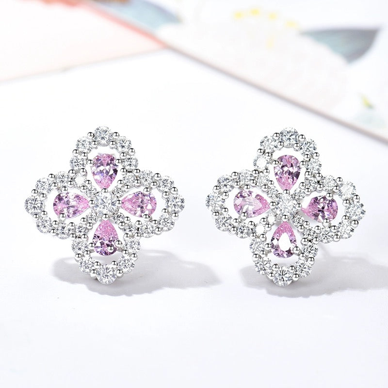 DIANA LOOP EARRINGS FULL MOTIF DIAMOND 16MM SILVE