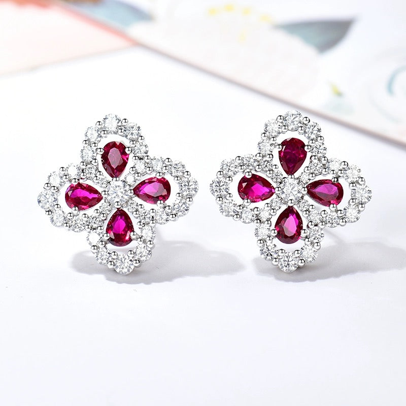 DIANA LOOP EARRINGS FULL MOTIF DIAMOND 16MM SILVE