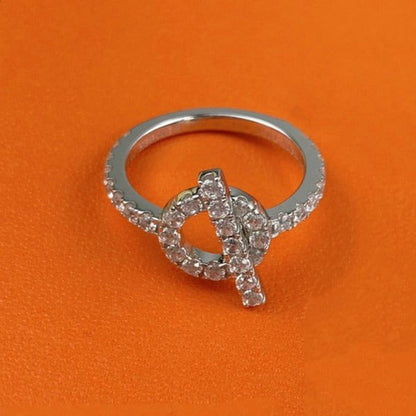 خاتم ديانا إشابي الفضي الماسي