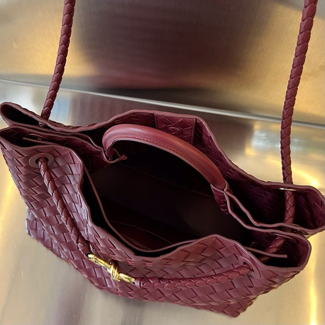 BV LARGE ANDIAMO 45CM DARK RED LAMBSKIN