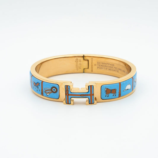 DIANA H PINK GOLD BRACELET BLUE CERAMIC