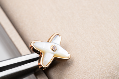 DIANA JEUX DE WHITE MOP ROSE GOLD DIAMOND EARRINGS