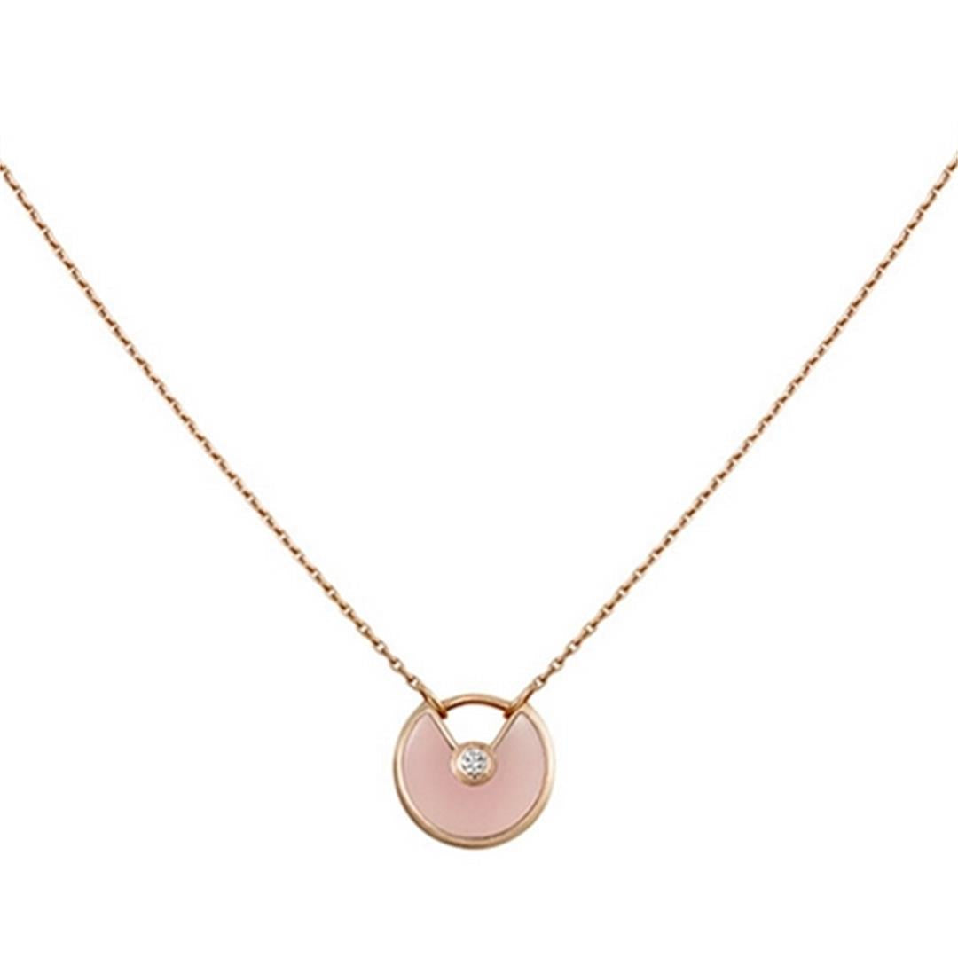 Collier Diana Amulette en or rose et nacre rose