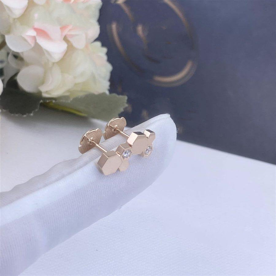 DIANA BEE LOVE PINK GOLD DIAMOND EARRINGS