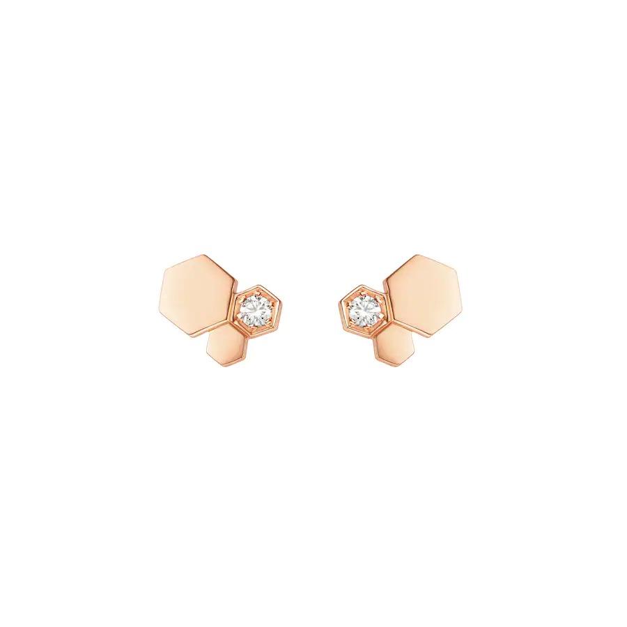 BOUCLES D'OREILLES DIANA BEE LOVE OR ROSE ET DIAMANTS
