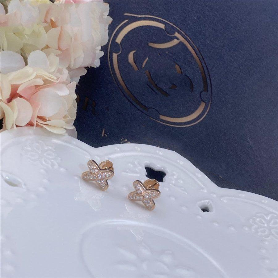 Boucles d'oreilles DIANA JEUX DE OR ROSE ET DIAMANTS