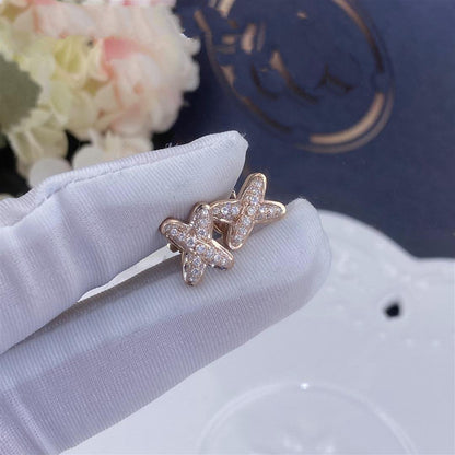 Boucles d'oreilles DIANA JEUX DE OR ROSE ET DIAMANTS