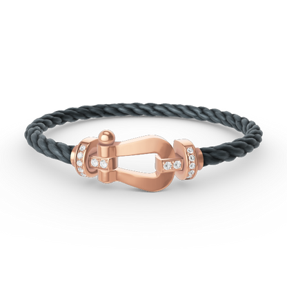 DIANA FORCE LARGE HORSESHOE HALF DIAMOND BRACELET ROSE GOLD