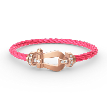 DIANA FORCE LARGE HORSESHOE HALF DIAMOND BRACELET ROSE GOLD