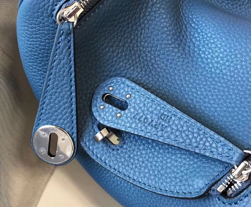 HM Mini Lindy 20cm Blue Agate Clemence Leather