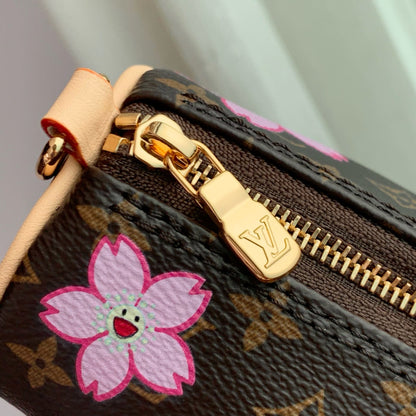 LV x TM Papillon 27cm Sakura Brown Cherry Blossom Monogram Canvas