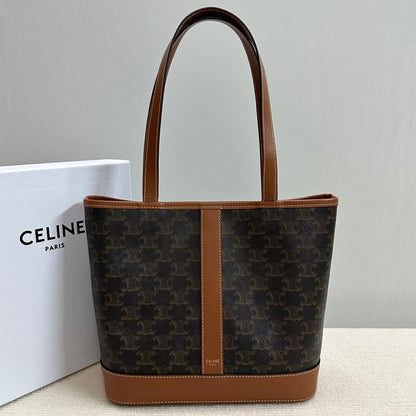 SMALL CABAS TRIOMPHE CANVAS 26.5 TAN CALFSKIN