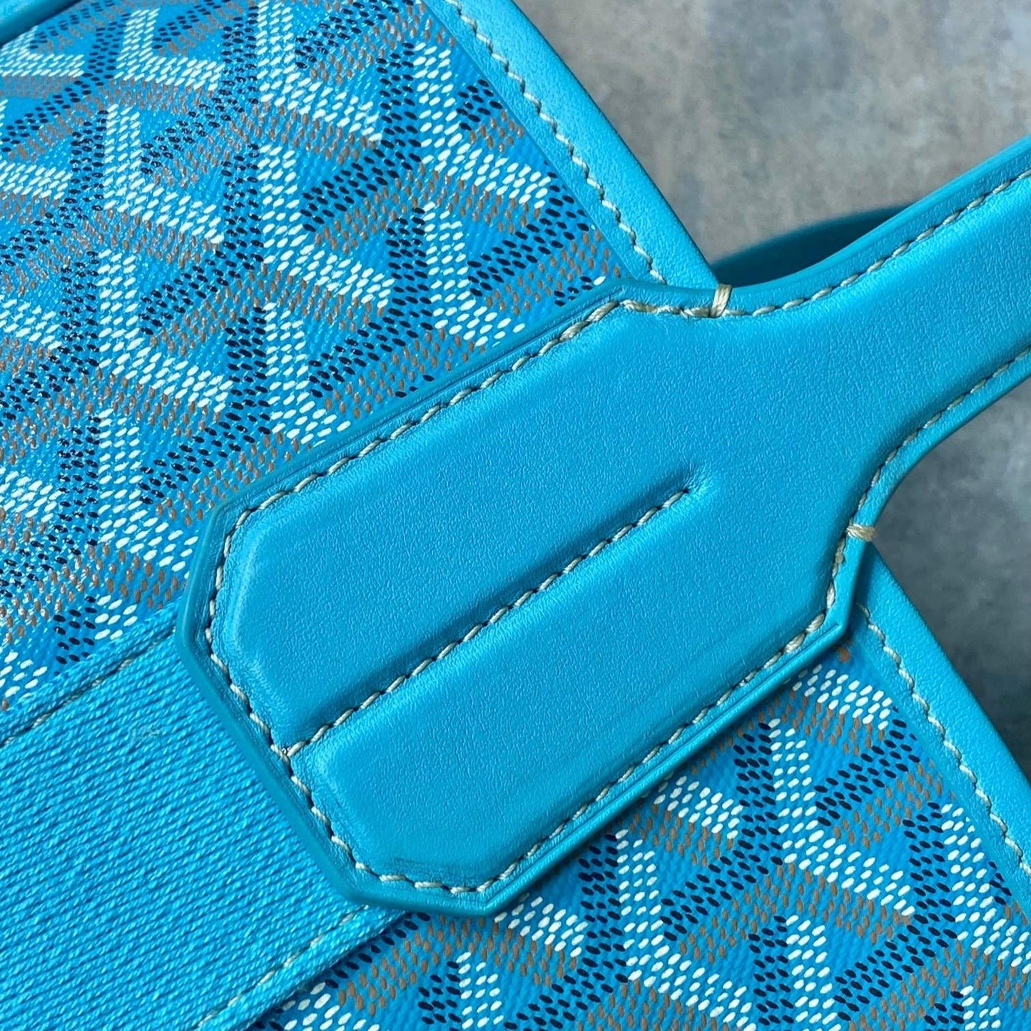 SMALL BELHARRA 24 IN BABY BLUE GOYARDINE CANVAS AND LAMBSKIN